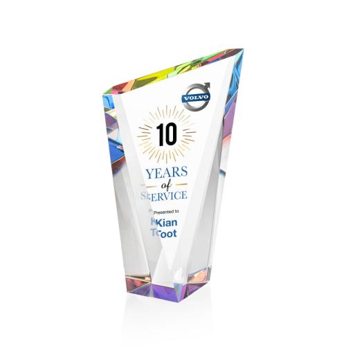 Awards and Plaques - Crystal Trophies - Maher Full Color Prismatic Peaks Crystal Trophy