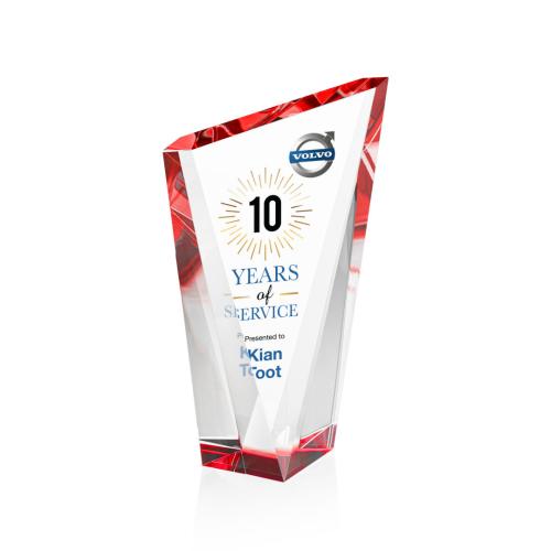 Awards and Plaques - Crystal Trophies - Maher Full Color Red Peaks Crystal Trophy