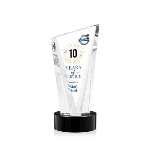 Awards and Plaques - Crystal Trophies - Maher Full Color on Lockwood Base Black Peaks Crystal Trophy