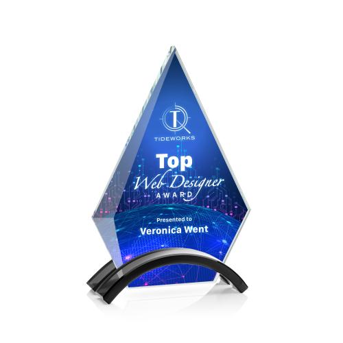 Awards and Plaques - Crystal Trophies - Fremont Full Color Black Crystal Trophy