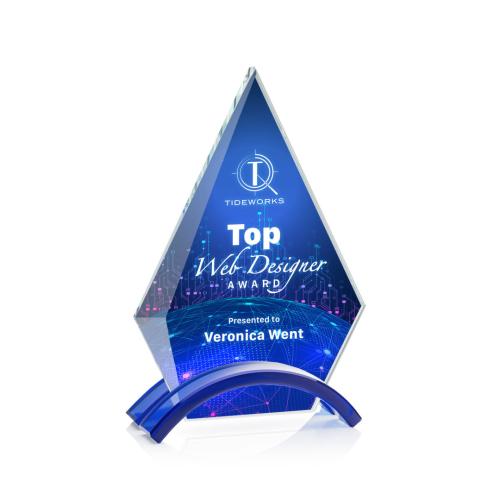 Awards and Plaques - Crystal Trophies - Fremont Full Color Blue Crystal Trophy