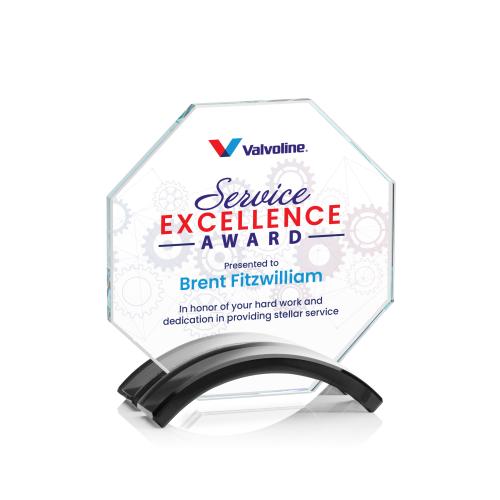 Awards and Plaques - Crystal Trophies - Lacota Full Color Black Polygon Crystal Trophy