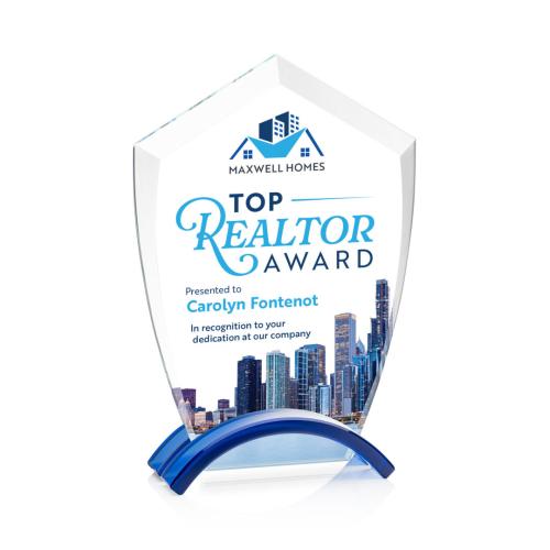 Awards and Plaques - Crystal Trophies - Pullman Full Color Blue Peaks Crystal Trophy