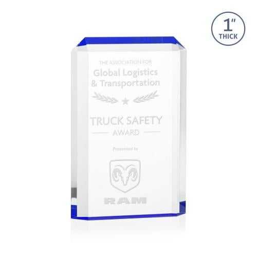 Awards and Plaques - Acrylic Trophies - Powell Blue Rectangle Acrylic Trophy