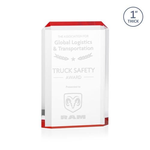 Awards and Plaques - Acrylic Trophies - Powell Red Rectangle Acrylic Trophy