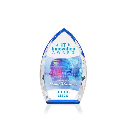 Awards and Plaques - Crystal Trophies - Grossman Full Color Blue Peaks Crystal Trophy