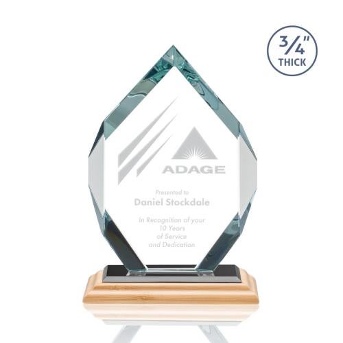 Awards and Plaques - Crystal Trophies - Diamond Diamond Bamboo/Black Polygon Wood Trophy