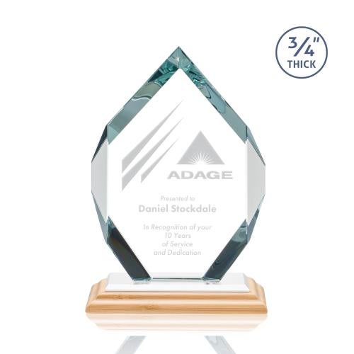 Awards and Plaques - Crystal Trophies - Diamond Diamond Bamboo/White Polygon Wood Trophy