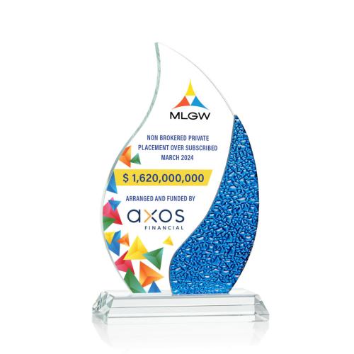 Awards and Plaques - Crystal Trophies - Oakley Full Color Blue Flame Crystal Trophy