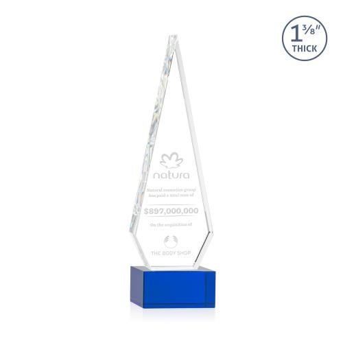 Awards and Plaques - Crystal Trophies - Cullen on Plated Base Blue Crystal Trophy