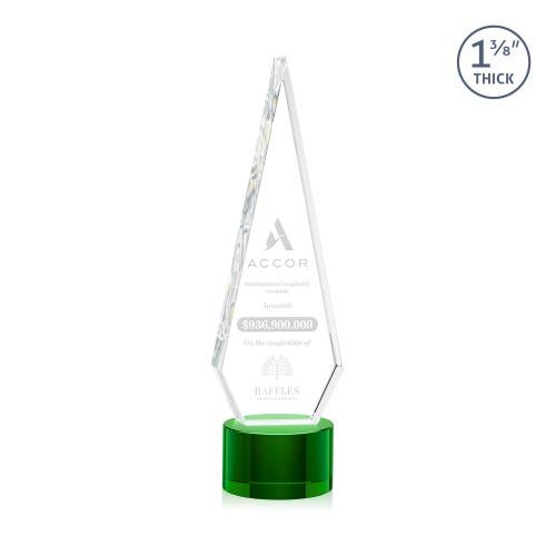 Awards and Plaques - Crystal Trophies - Cullen on Round Base Green Crystal Trophy