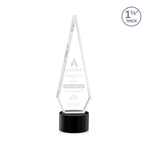 Awards and Plaques - Crystal Trophies - Cullen on Round Base Black Polygon Crystal Trophy