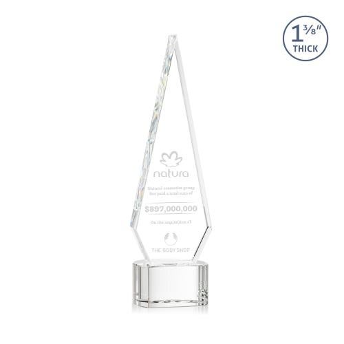 Awards and Plaques - Crystal Trophies - Cullen on Half Round Base Clear Crystal Trophy