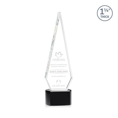 Awards and Plaques - Crystal Trophies - Cullen on Half Round Base Black Crystal Trophy