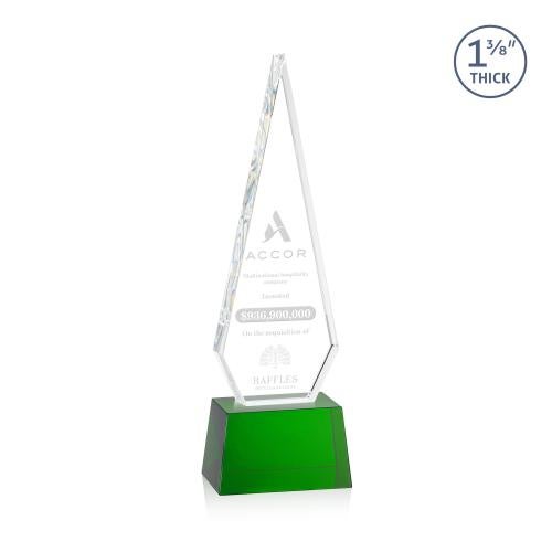 Awards and Plaques - Crystal Trophies - Cullen on Small Base Green Crystal Trophy