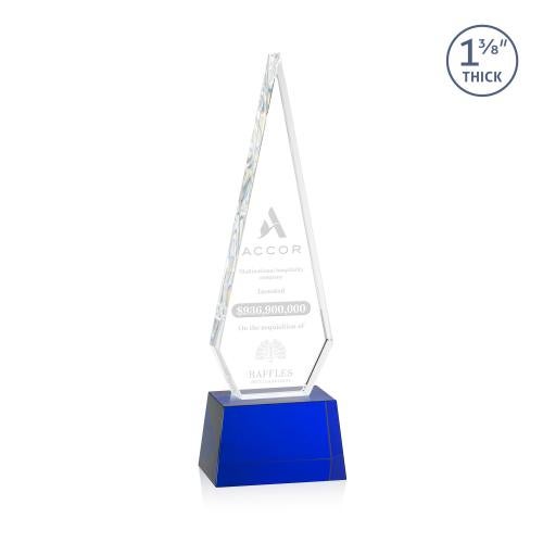 Awards and Plaques - Crystal Trophies - Cullen on Small Base Blue Crystal Trophy