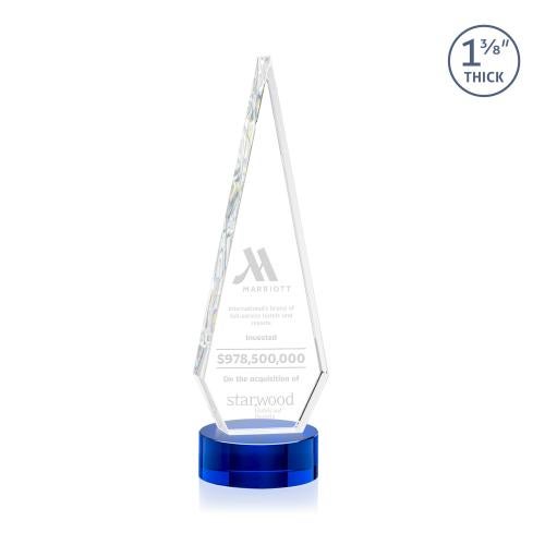 Awards and Plaques - Crystal Trophies - Cullen on Lockwood Base Blue Crystal Trophy
