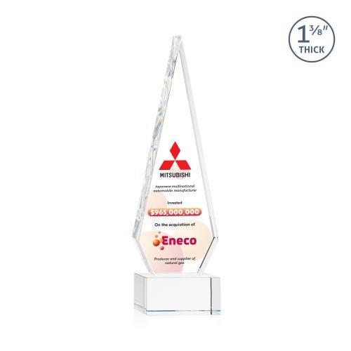 Awards and Plaques - Crystal Trophies - Cullen Full Color on Plated Base Clear Crystal Trophy