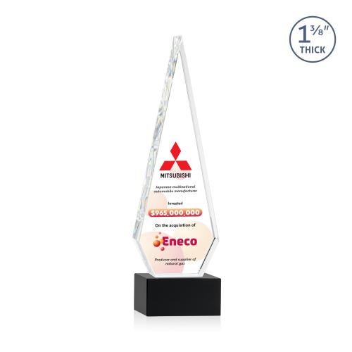 Awards and Plaques - Crystal Trophies - Cullen Full Color on Plated Base Black Crystal Trophy