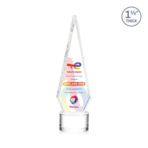 Awards and Plaques - Crystal Trophies - Cullen Full Color on Round Base Clear Crystal Trophy