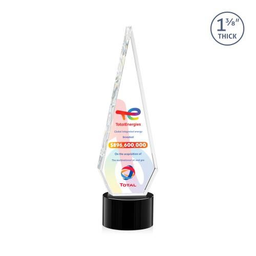 Awards and Plaques - Crystal Trophies - Cullen Full Color on Round Base Black Crystal Trophy