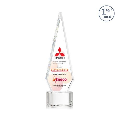 Awards and Plaques - Crystal Trophies - Cullen Full Color on Half Round Base Clear Crystal Trophy