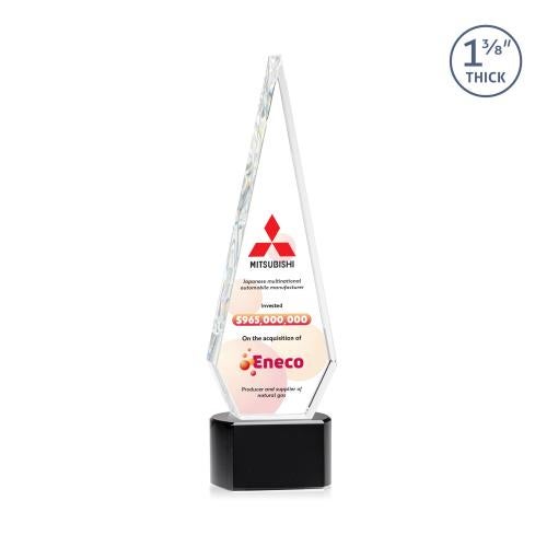 Awards and Plaques - Crystal Trophies - Cullen Full Color on Half Round Base Black Crystal Trophy