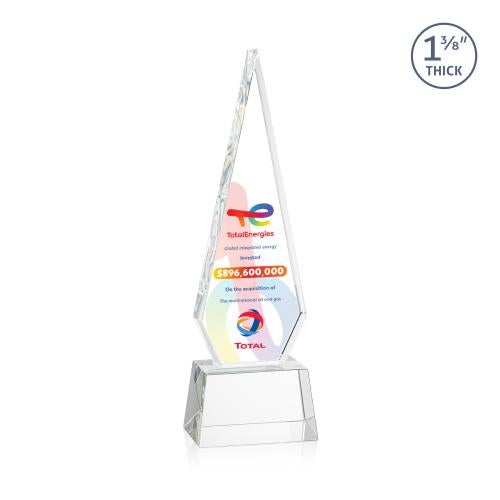 Awards and Plaques - Crystal Trophies - Cullen Full Color on Small Base Clear Crystal Trophy