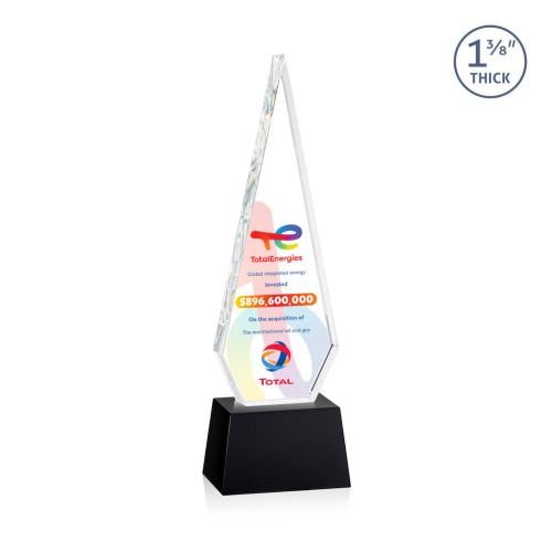 Awards and Plaques - Crystal Trophies - Cullen Full Color on Small Base Black Crystal Trophy