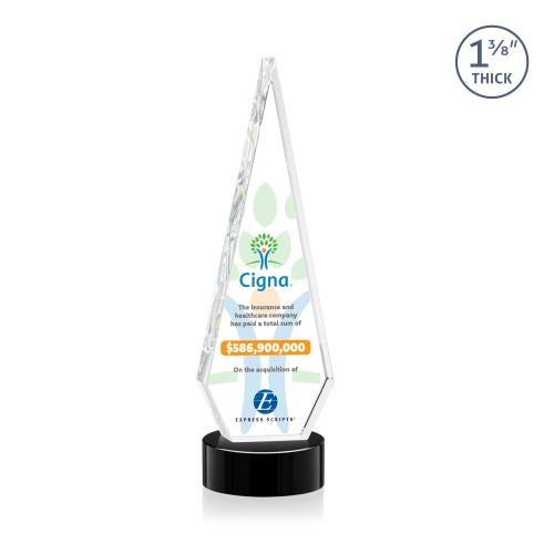 Awards and Plaques - Crystal Trophies - Cullen Full Color on Lockwood Base Black Crystal Trophy