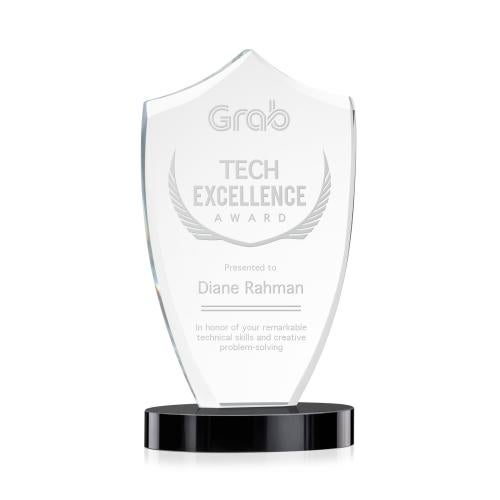 Awards and Plaques - Crystal Trophies - Skylark Shield Black Unique Crystal Trophy