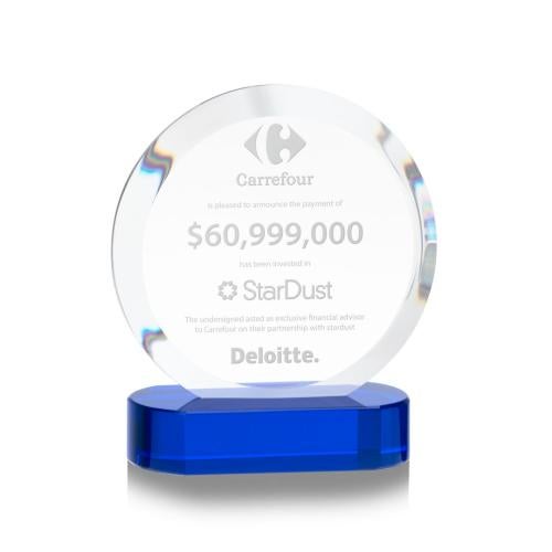 Awards and Plaques - Crystal Trophies - Matlow Blue Circle Crystal Trophy
