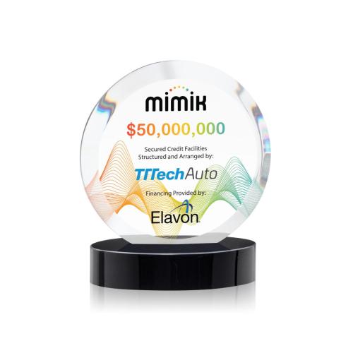 Awards and Plaques - Crystal Trophies - Matlow Full Color Black Circle Crystal Trophy