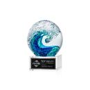 Ocean Wave on Plated Crystal Base Clear Globe Glass Trophy