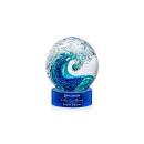 Ocean Wave on Lockwood Base Blue Globe Glass Trophy