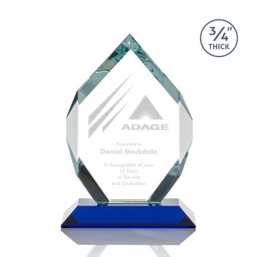 Awards and Plaques - Crystal Trophies - Diamond Diamond Blue Polygon Crystal Trophy