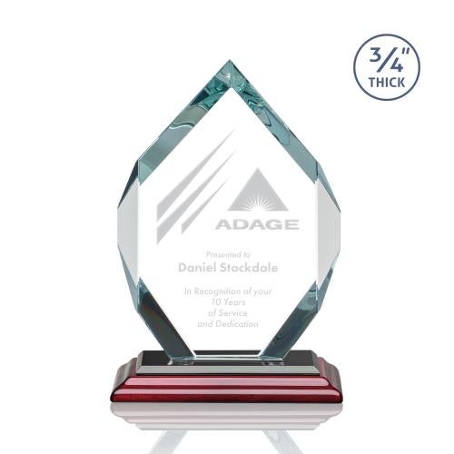 Awards and Plaques - Crystal Trophies - Diamond Diamond Rosewood Polygon Crystal Trophy