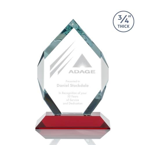 Awards and Plaques - Crystal Trophies - Diamond Diamond Red Polygon Crystal Trophy