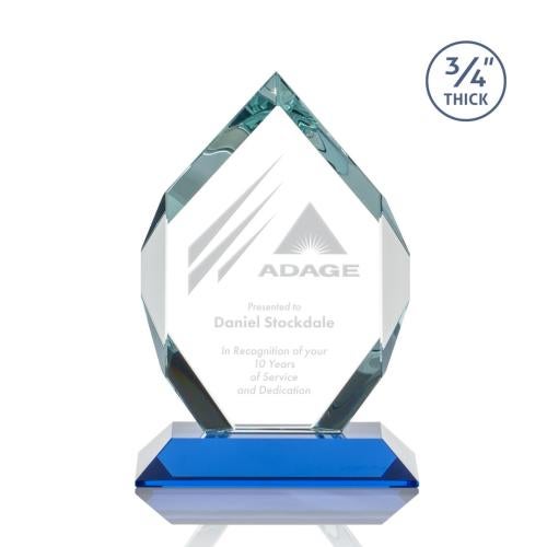 Awards and Plaques - Crystal Trophies - Diamond Diamond Sky Blue Polygon Crystal Trophy