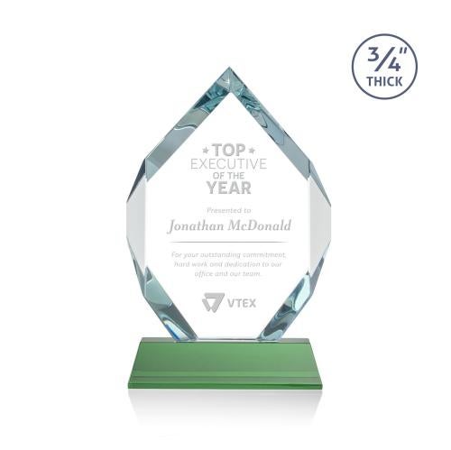 Awards and Plaques - Crystal Trophies - Diamond Diamond on Helton Green Polygon Crystal Trophy