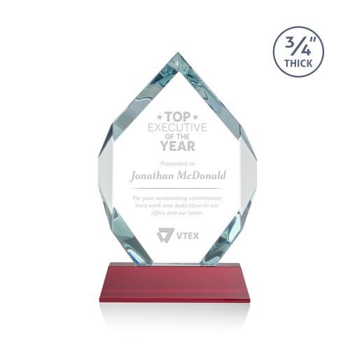 Awards and Plaques - Crystal Trophies - Diamond Diamond on Helton Red Polygon Crystal Trophy