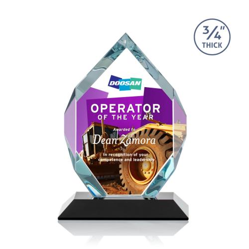 Awards and Plaques - Crystal Trophies - Diamond Diamond Full Color Black Polygon Crystal Trophy
