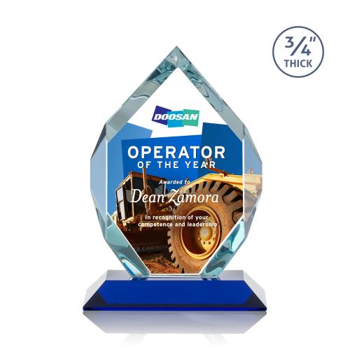 Awards and Plaques - Crystal Trophies - Diamond Diamond Full Color Blue Polygon Crystal Trophy