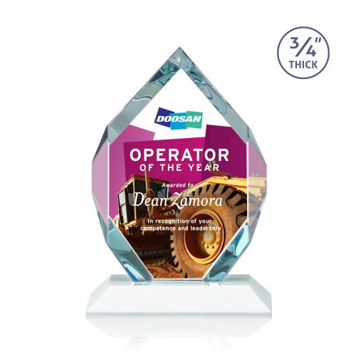 Awards and Plaques - Crystal Trophies - Diamond Diamond Full Color Fagan Polygon Crystal Trophy