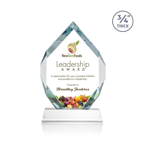 Awards and Plaques - Crystal Trophies - Diamond Diamond Full Color on Helton Starfire Polygon Crystal Trophy