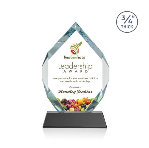 Awards and Plaques - Crystal Trophies - Diamond Diamond Full Color on Helton Black Polygon Crystal Trophy