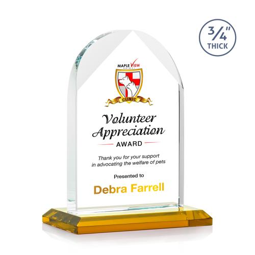 Awards and Plaques - Crystal Trophies - Cortez Full Color Amber Peaks Crystal Trophy