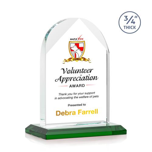 Awards and Plaques - Crystal Trophies - Cortez Full Color Green Peaks Crystal Trophy