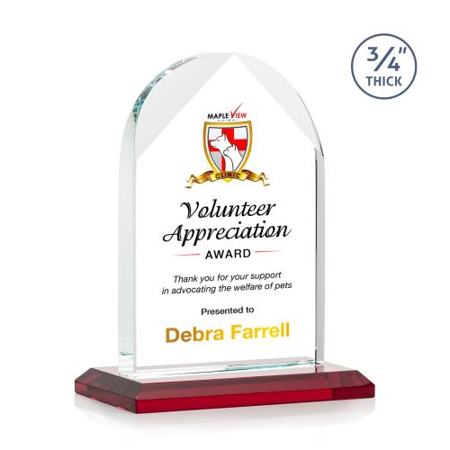 Awards and Plaques - Crystal Trophies - Cortez Full Color Red Peaks Crystal Trophy