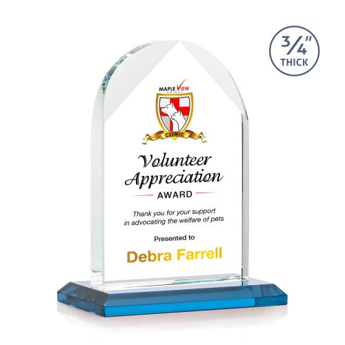 Awards and Plaques - Crystal Trophies - Cortez Full Color Sky Blue Peaks Crystal Trophy